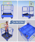 Rock Solid Foldable Forklift Safety Cage For Two Workers, Hella Durable Heavy Duty Steel Man Basket with safety features.