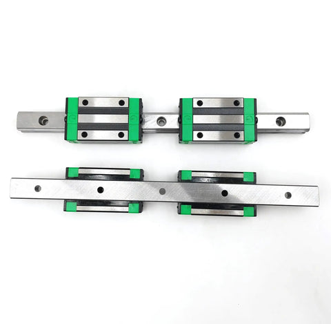 Two Pack HGR15 Linear Guide Rail 7.87 Inch 200mm with Four HGH15CA Bearing Blocks on white background