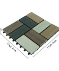 Durable Wood Plastic Composite Patio Deck Tiles With Interlocking Design For 3D Random Pattern DIY Floor Tiles - 9 Tile Pack Display