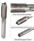 M10 X 1.5mm Metric Tap And Die Set showing a close-up of high-speed steel tap with clear thread sharp blade for metal working.