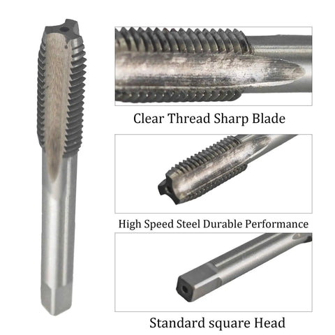M10 X 1.5mm Metric Tap And Die Set showing a close-up of high-speed steel tap with clear thread sharp blade for metal working.