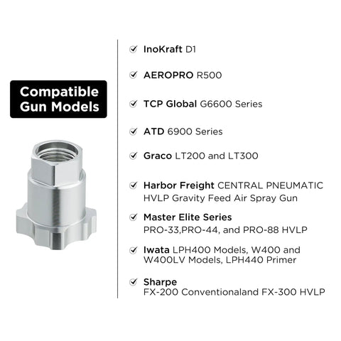 Heavy Duty Paint System Spray Gun Adapter F16 with 16 Mm Female Thread for compatible HVLP gun models.