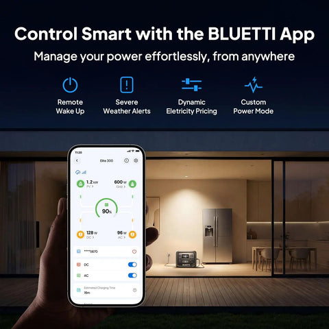 Workhorse Portable Power Station Packing Over 3KWH LFP Battery Capacity And Peppy 2400W Output app interface showing power management features.