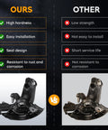 Comparison of rock solid front left steering knuckle and wheel bearing hub assembly for Beetle Golf Jetta vs competitor product