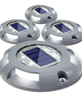 Solar Deck Lights Outdoor 4 Pack White LED Pathway Garden Step Lights No Wire Solar Powered Waterproof Driveway Dock Markers