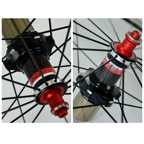 Close-up of 700C Road Wheelset With 30mm Aluminum Double Wall Rims, Quick Release Front 100mm Rear 130mm, Matte Black
