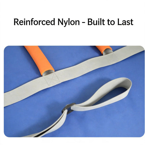 Close-up of Bed Rise Strap With 5 Ergonomic Handles, 100kg Capacity, Adjustable 230cm Strap, showing durable nylon material.