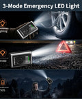 Portable Tire Inflator Air Compressor 150 PSI Cordless Pump With Gauge And LED Light in use during emergencies