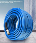 Rock Solid Heavy Duty PVC Air Compressor Hose 2 Pack 30 Meter Length 300 Psi Max Pressure Reinforced Polyester Braid coiled with European Quick Connect.