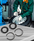 Ditch Those Worn Rings! Grab This 2-Set Air Impact Wrench Retainer And O-Ring Kit For 3/8 To 1 Square Drive Sockets Compatible With Craftsman Ir Tools Keep Your Grip Tight. black metal rings and O-rings on tire service bench