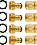 4 Pack Garden Hose Quick Connectors Three Quarters Inch GHT Thread Brass Fittings No Leak Water Hose Adapters with Brass Male and Female