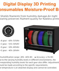 25L Filament Dehumidifier Storage Cabinet For 5 Rolls With Magnetic Seal, 25% RH Humidity Control, digital display and controls