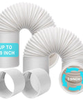 Two Pack Portable Air Conditioner Exhaust Hose With Coupler 5.9 Inch Diameter Anti Clockwise Thread Universal Duct Kit For Most Portable Units Like Delonghi LG And More Durable Vent Tubing Replacement, showing two hoses with couplers up to 59 inches long.