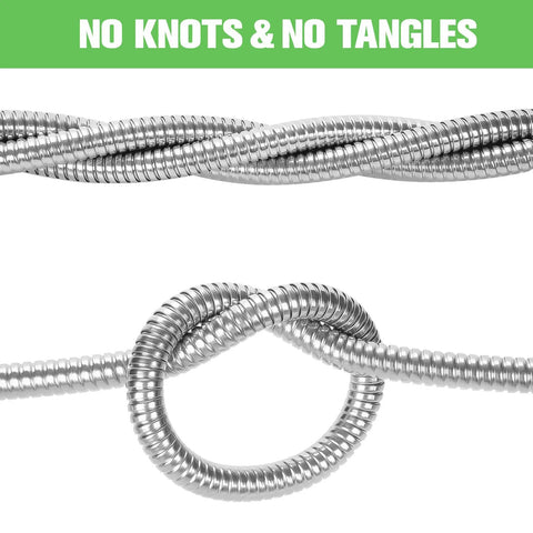 Heavy Duty Stainless Steel Garden Hose 150 Ft With Three Quarter Inch Brass Fittings, Kink Free And Rust Proof showing knot and twist resistance