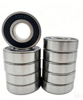 10 Pack 6204-2rs Deep Groove Ball Bearings, 20x47x14mm Double Sealed and Pre-Greased for Motors stacked in a display.