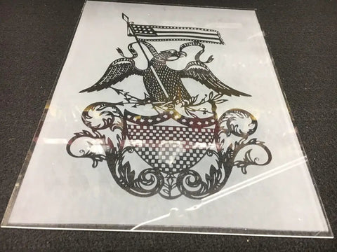 Antique Clock Glass Replacement With Eagle Design 9x12 Inch DIY Kit showcasing eagle emblem on glass