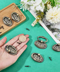 Six Piece Antique Drawer Pulls Set With 1.9 Inch Oval Alloy Cabinet Handles Bronze Finish, Vintage Dresser Knobs With Screws