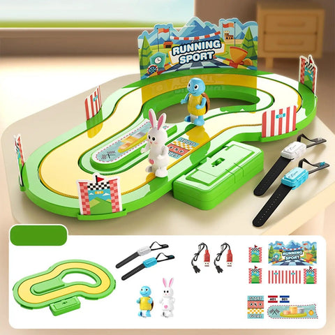Epic Motion Sensing Two Player Racing Game With Three Play Modes Interactive Competitive Board Experience For Family Game Night Friends Hangouts And Social Events Easy Setup And Quick Start Fun motion track set with rabbit and turtle figures