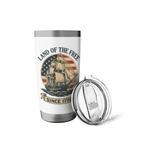 Patriotic American Flag Sailboat Insulated Tumbler Stainless Steel Travel Cup That Keeps Drinks Hot Or Cold with lid off