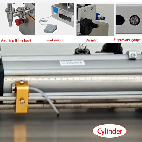 Pro Grade Pneumatic Paste Filling Machine With Hassle Free Setup And Smooth Operation Automatic Single Head Dispenser showing anti-drip filling head and air pressure gauge.