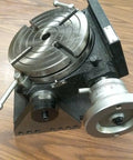 Precision Tilting Rotary Table With Six Jaw Self Centering Chuck For Dead Nuts Angular Control And Clean Sweeps On Cnc Or Manual Mill Rigs Gear Drives Zero To Ninety Degrees For That Top Shelf Accuracy, showing gear drive angle adjustment.