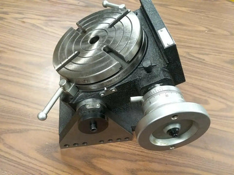 Precision Tilting Rotary Table With Six Jaw Self Centering Chuck For Dead Nuts Angular Control And Clean Sweeps On Cnc Or Manual Mill Rigs Gear Drives Zero To Ninety Degrees For That Top Shelf Accuracy, showing gear drive angle adjustment.