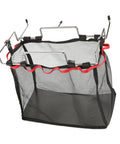 Desktop Trash Can Holder And Hanging Rack Organizer For Home And Camping with red and black mesh design