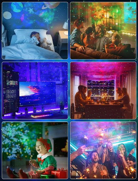 3 In 1 Starry Sky Projector Night Light With Voice Control 21 Lighting Effects Ocean Wave Nebula And Star Display in various rooms