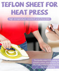 Person using 12x16 in Teflon sheet from Sublimation Shirts Tool Kit with iron, close-up of cutting the sheet.
