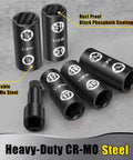 2-In-1 Lug Nut Extractor and Socket Kit for Wheel Locks, 7-Piece Flip Socket Set with Half Inch Drive displayed on metal surface