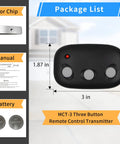 Package list showing Two Pack Garage Door Remote For Linear Opener Systems 318 MHz Compatible With LD050 LD033 LDCO800.