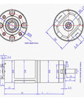 Technical diagram of DC Planetary Gear Motor 36-555 Miniature Low Speed Adjustable 12V/24V Permanent Magnet Motor with Center Output Shaft 571 RPM
