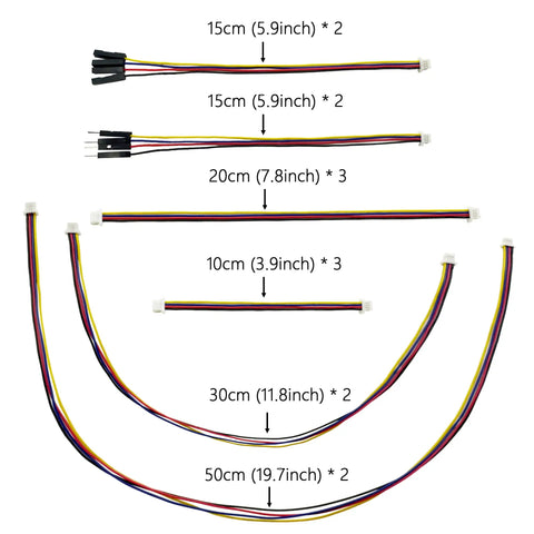 I2C Qwiic Cable Kit With Stemma QT Wires For SparkFun Development Boards And Sensor Breakouts, 14 Piece Dupont Connector Set