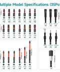 Heavy Duty 35 Piece Impact Driver Bit Set With Storage Case, 28 Magnetic Screwdriver Bits, 3 Hex Countersink Drill Bits, 3 Sockets