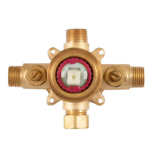 Tru-Temp Mixing Valve With Pressure Balance For Round Rough-In Valve Trim Kit Half Inch NPT Brushed Nickel, Easy Shower Valve Replacement