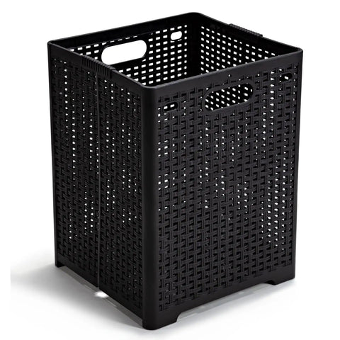 42L Collapsible Laundry Baskets Set Pack Of 2 Black Foldable Plastic Hamper For Dorms, Apartments, And Home