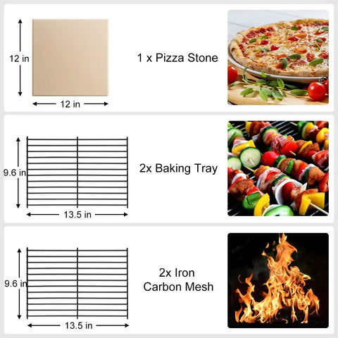 Wood Fired Outdoor Pizza Oven For Backyard Cooking With 12 Inch Pizza Stone Peel Grill Rack And Waterproof Cover components shown