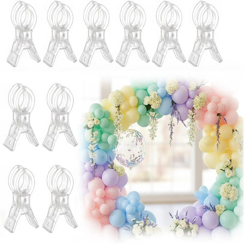 Clear Balloon Arch Clips Set, 10 Pack, 3.5 Inch Heavy Duty Spring Clips for Balloon Arches and Backdrops, Waterproof Rustproof ABS Plastic