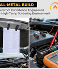 Third Hand Soldering Clamp With Magnetic Clip used on car hood holding papers and checking electronics, adjustable metal stand