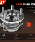 Solid wheel stud with anti-corrosion coating, 10.9-grade bolts, and 6 lugs, highlighted in product features.