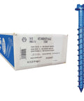 Box and single 2-1/4 inch self-drilling 1/4 Inch Hex Washer Head Concrete Screw For Masonry, Brick And Block, Self Drilling Tapcon Style Anchor, Length Two And One Quarter Inches, Heavy Duty Masonry Fastener, 500 Per Case, Ideal For Anchoring To Concrete.