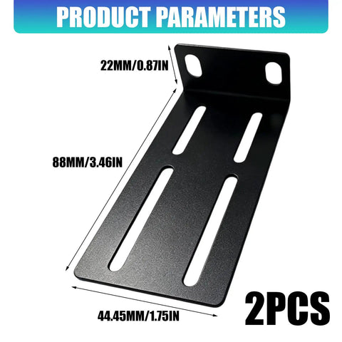 Rock Solid 1U Adjustable Rack Mount Pair For 19 Inch Server Cabinets Heavy Duty Steel Brackets dimensions 22mm x 88mm x 44.45mm