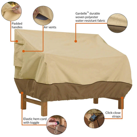 Veranda Water Resistant 50 Inch Patio Bench Cover For Outdoor Furniture Heavy Duty Weatherproof Protector with durable stitching