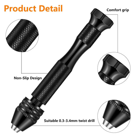 Comfort grip pin vise from Must Have Resin Jewelry Drill Kit with non-slip design for twist drills 0.3-3.4 mm compatibility.