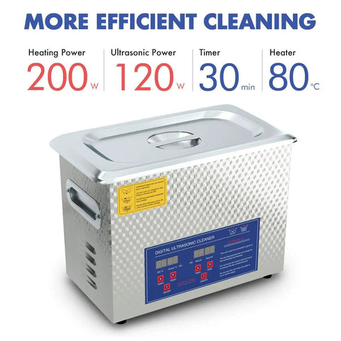 3L Ultrasonic Parts Cleaner With 200W Heating For Cleaning Carbs Injectors Jewelry Guns Brass And Small Parts Heavy Duty