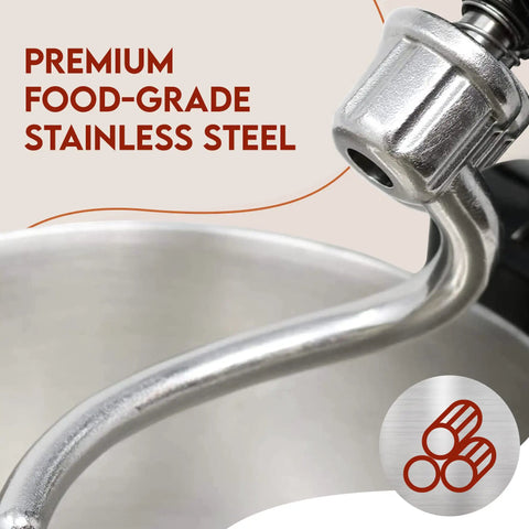 Close-up of Stainless Steel Spiral Dough Hook for KitchenAid Stand Mixers Fits 4.5 Quart and 5 Quart Tilt Head Models