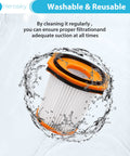 WS642AE Filter Foam Kit for Wandvac System filter submerged in water, showcasing washable and reusable qualities.