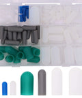 High Temp Silicone Rubber End Cap Kit 110 Piece Assorted Tapered Caps in a divider case