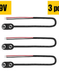 9V Battery Snap On Clip Connector Kit With Hard Shell And Insulated Wires, 3 Piece Set on white background