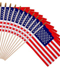 12 Pack Small American Flags 4x6 Inch Hand Held Stick Flags With Safety Spear Top for parades and parties display